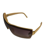 Chanel Beige/Brown Shield Wraparound Reading Sunglasses