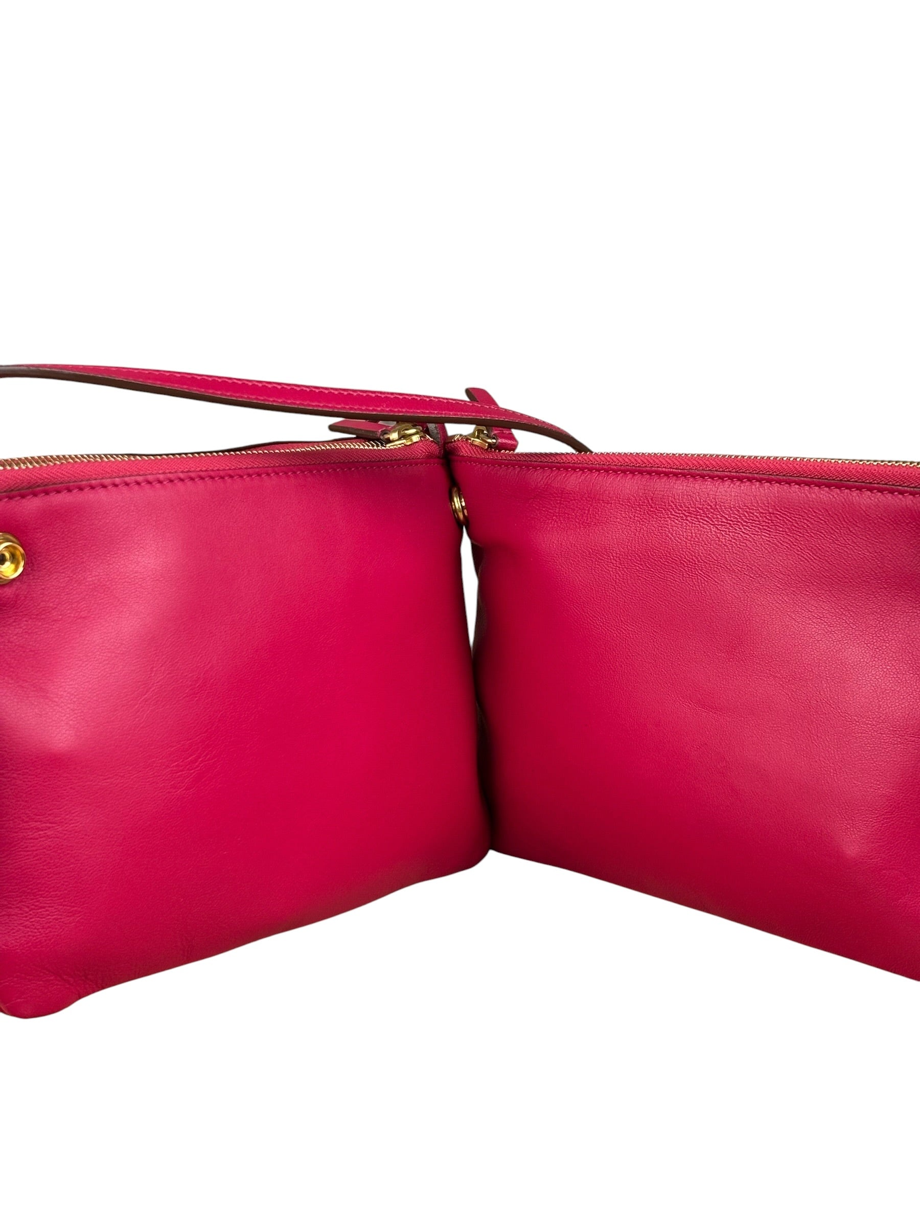 Celine Pink Leather Trio Crossbody Bag