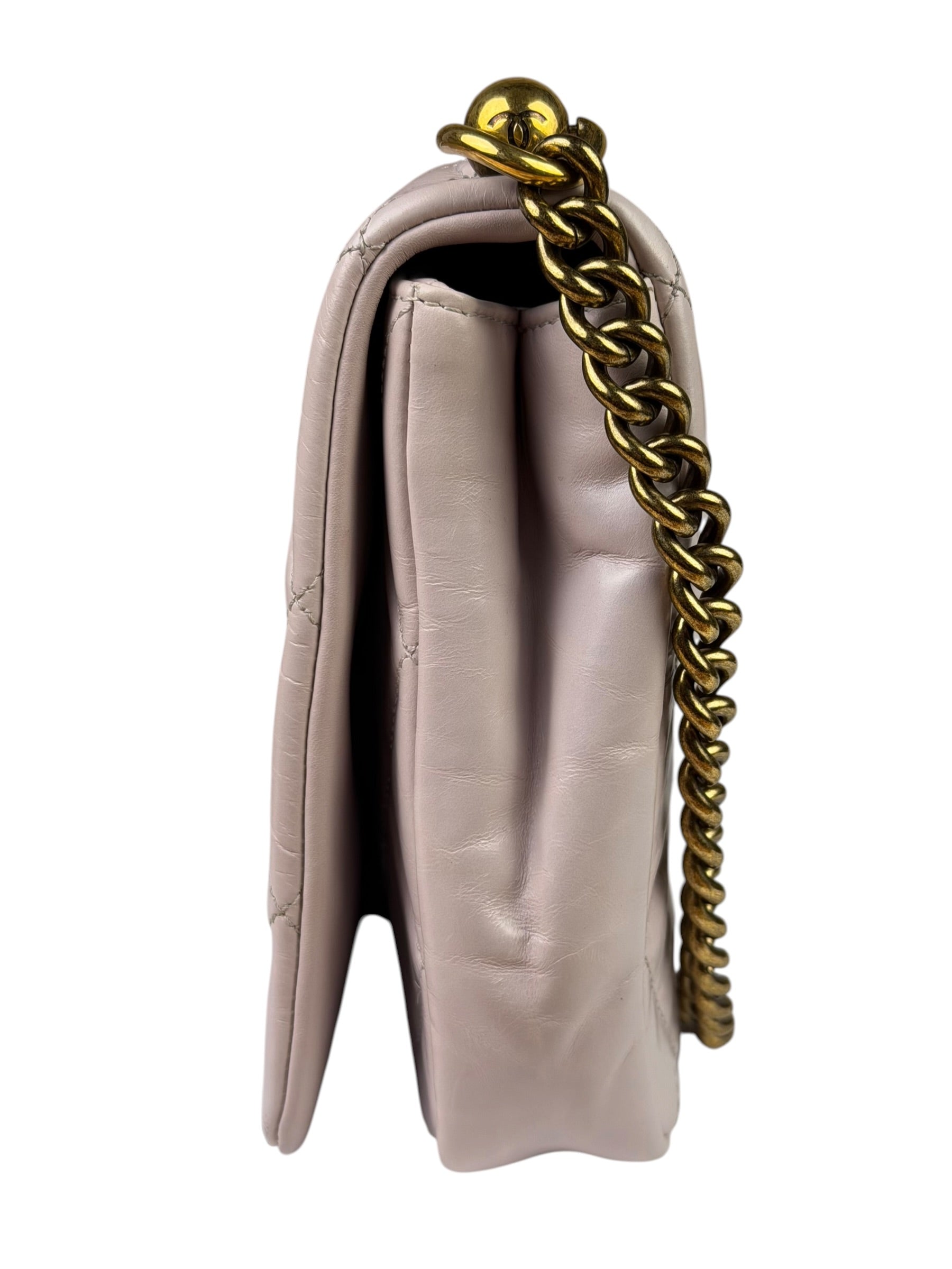 Chanel Light Lilac Calfskin Leather Quilted Flap Chain Bag