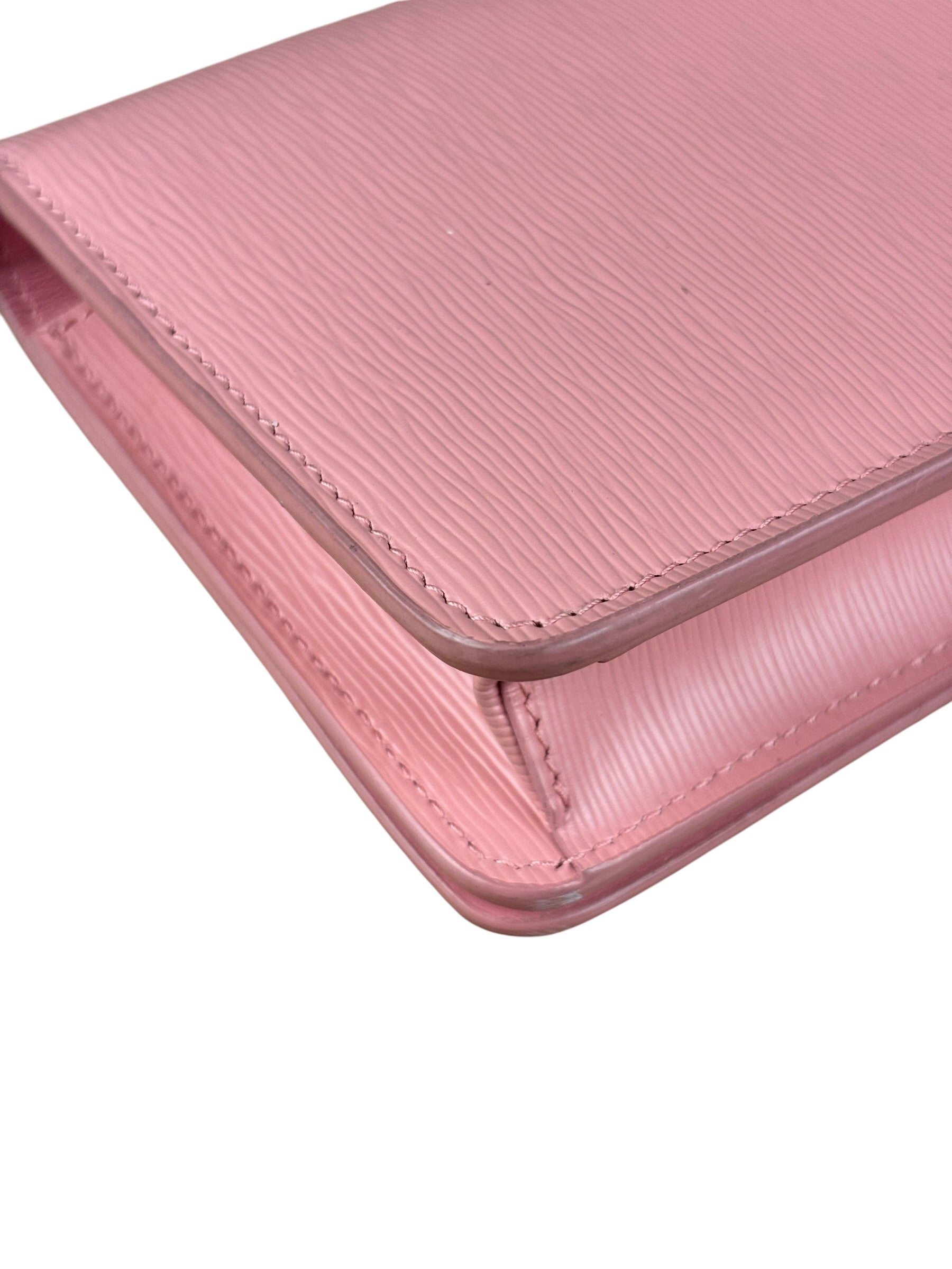 Prada Pink Saffiano Leather Wallet On Chain