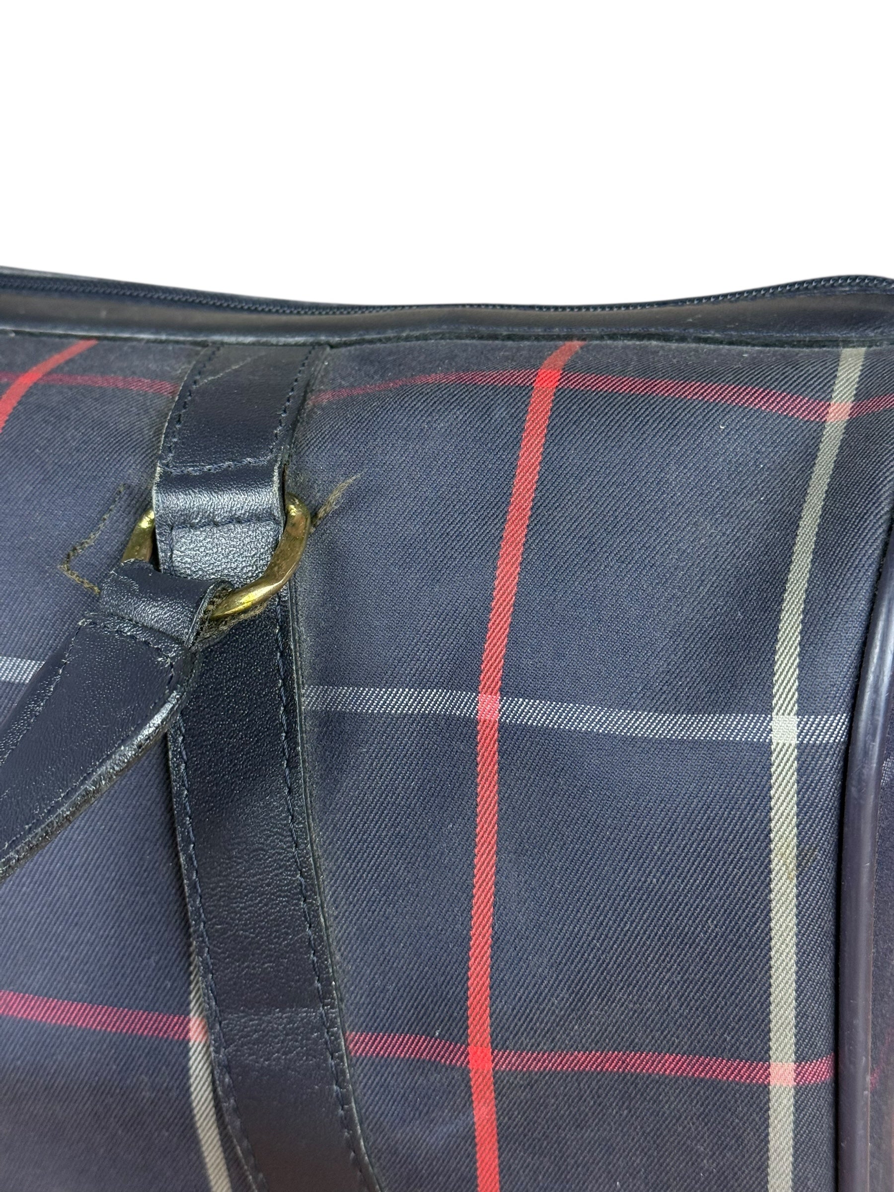 Burberry Blue Nova Check Vintage Boston Bag