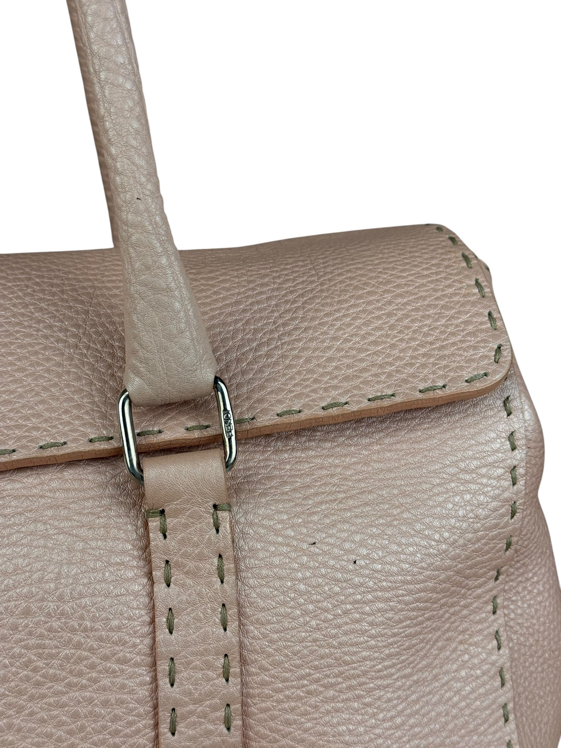 Fendi Light Pink Metallic Vintage Selleria Stitch Lina Handbag
