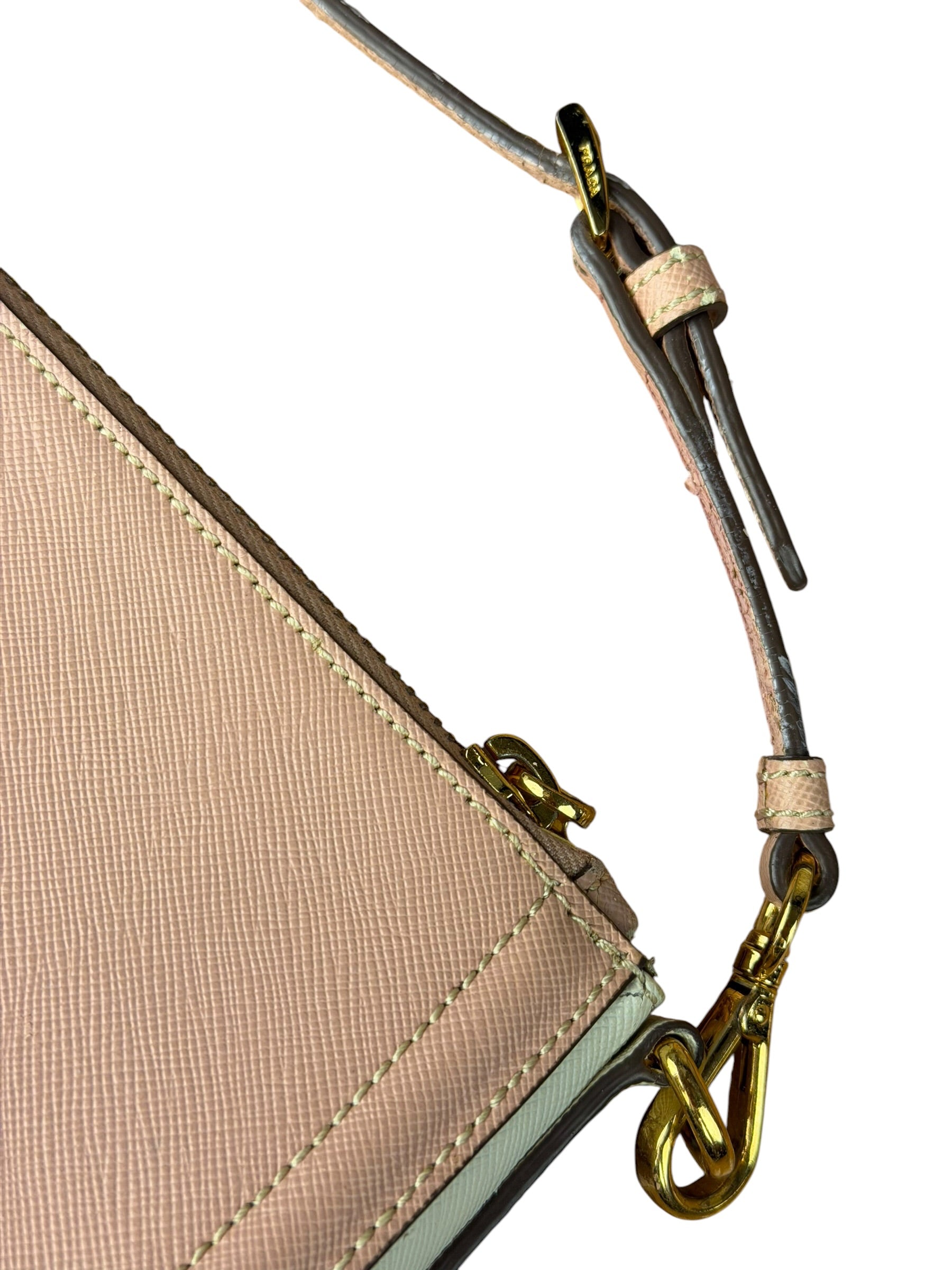 Prada Bicolor Saffiano Leather Mini Pochette
