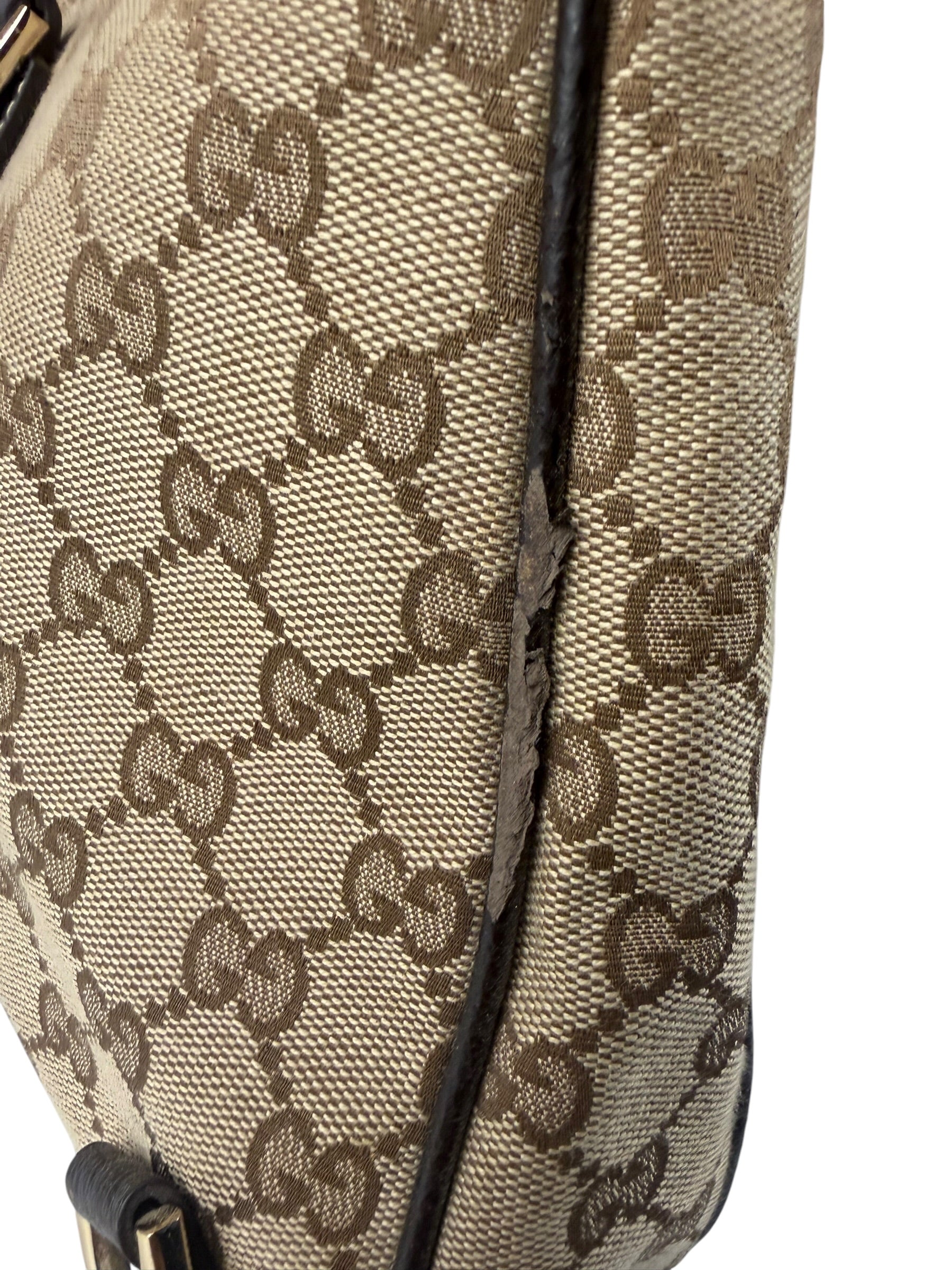 Gucci Brown Leather Trim Abbey D Ring Shoulder Bag
