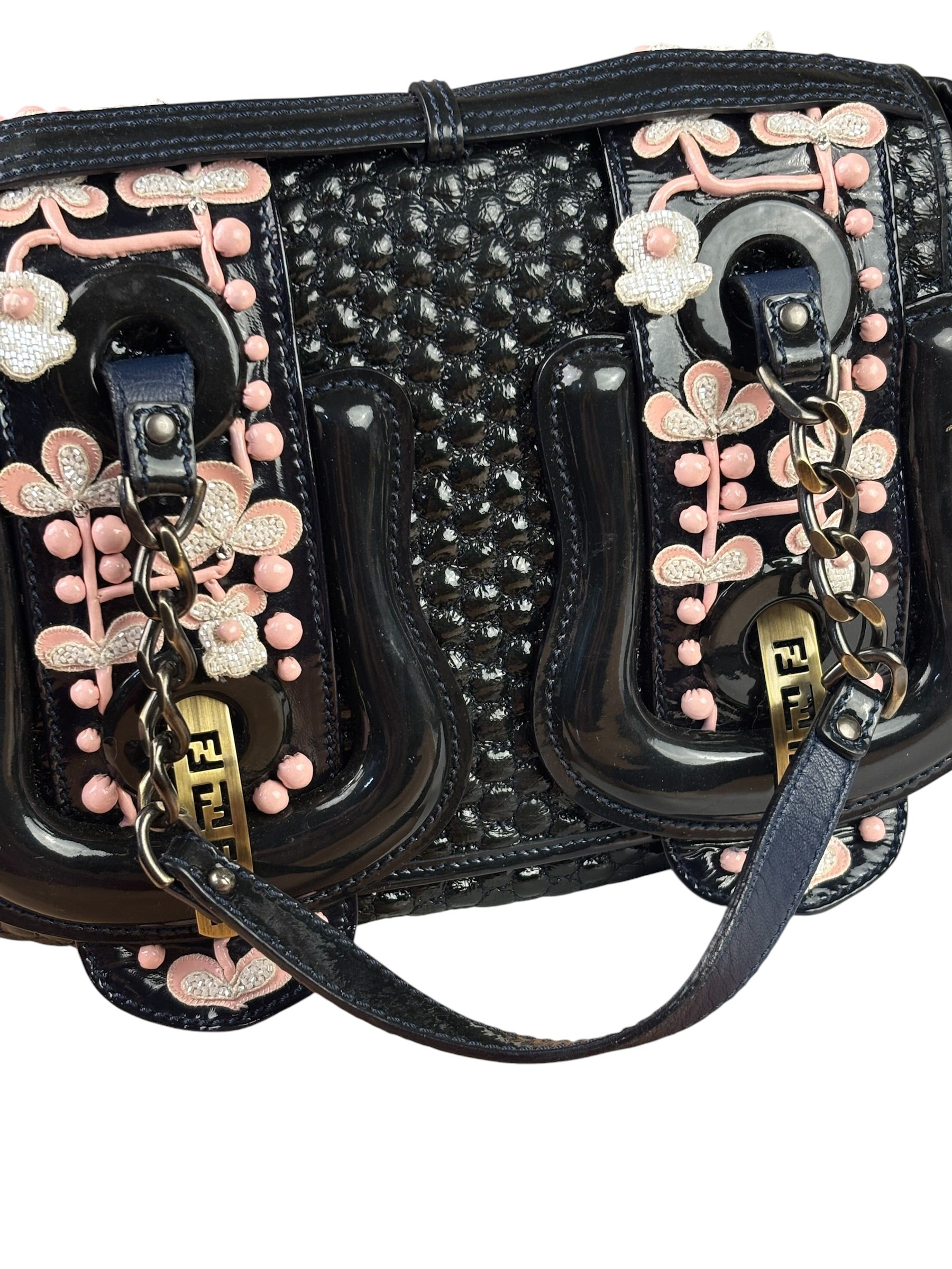 Fendi Patent Leather Romanesque B Buckle Bag