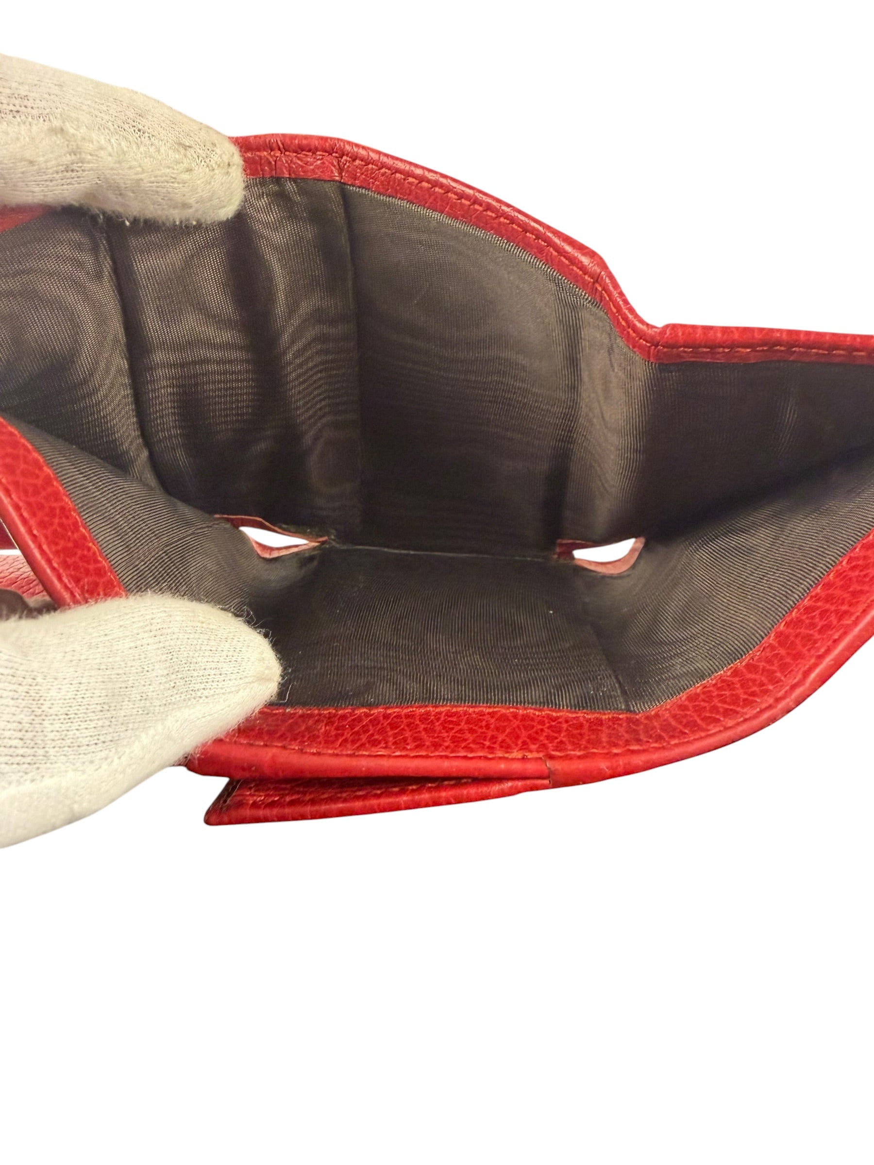 Gucci Red Leather Tri-Fold Marmont Compact Wallet