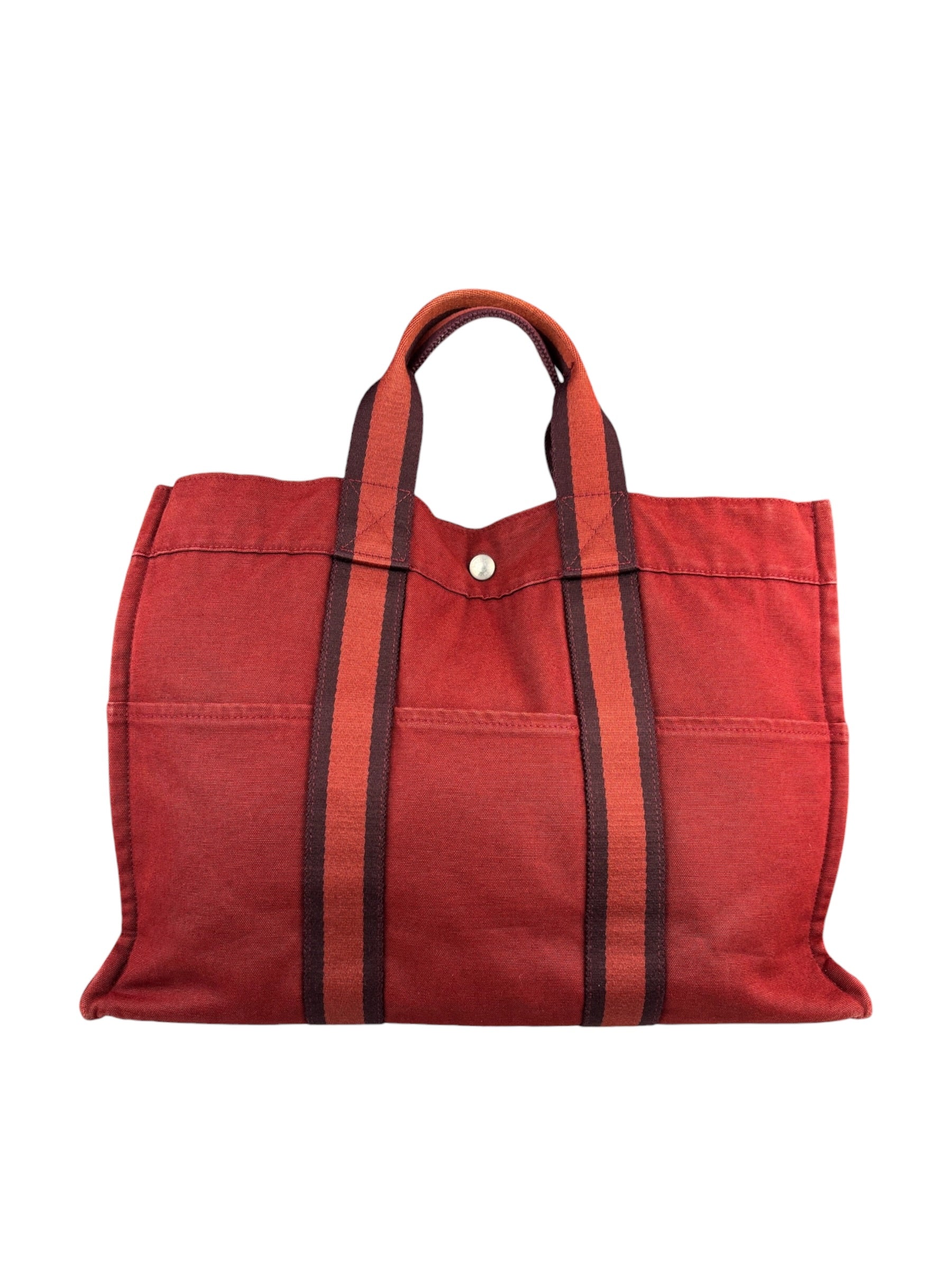 Hermes Vintage Red Denim Fourre-Tout Tote