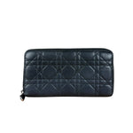 Christian Dior Vintage Black Quilted Leather Zippy Wallet