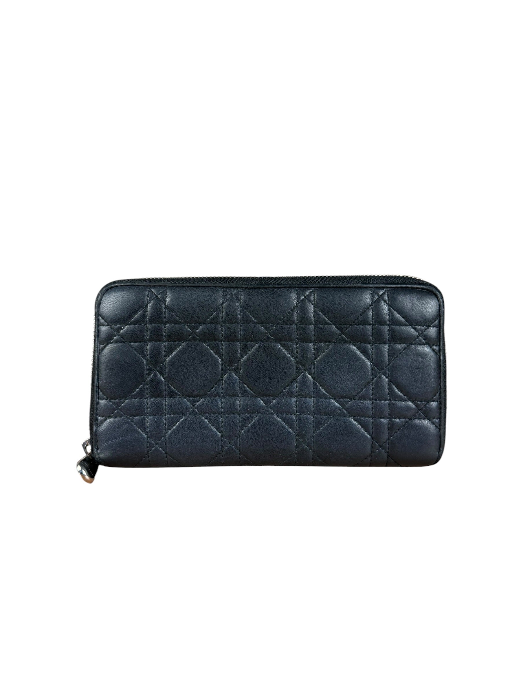 Christian Dior Vintage Black Quilted Leather Zippy Wallet