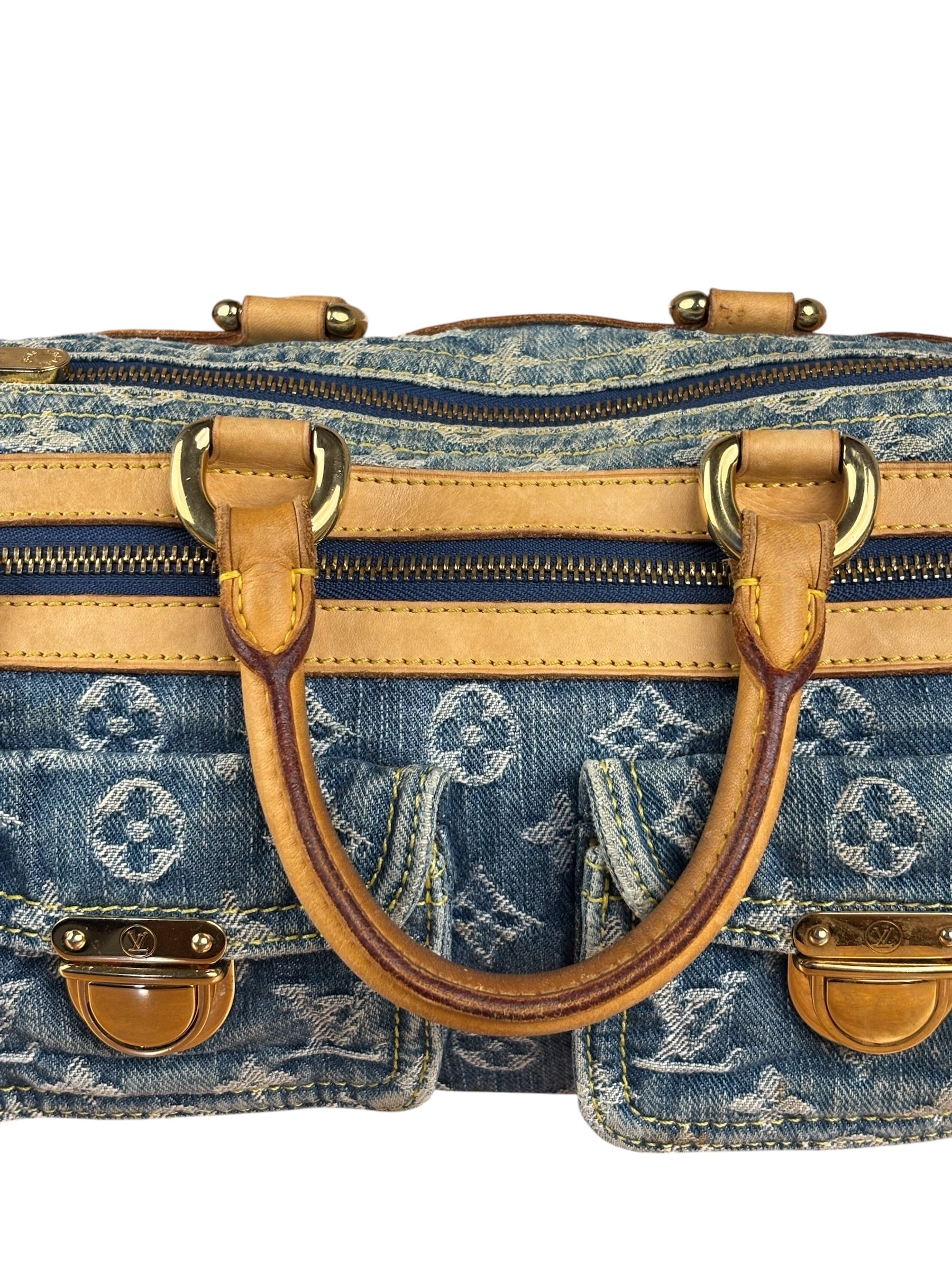 Louis Vuitton Vintage Denim Leather Trim Monogram Neo Speedy 30
