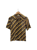 90s Christian Dior Dagger Loop Collar Cotton Rope Print Sleeve Shirt