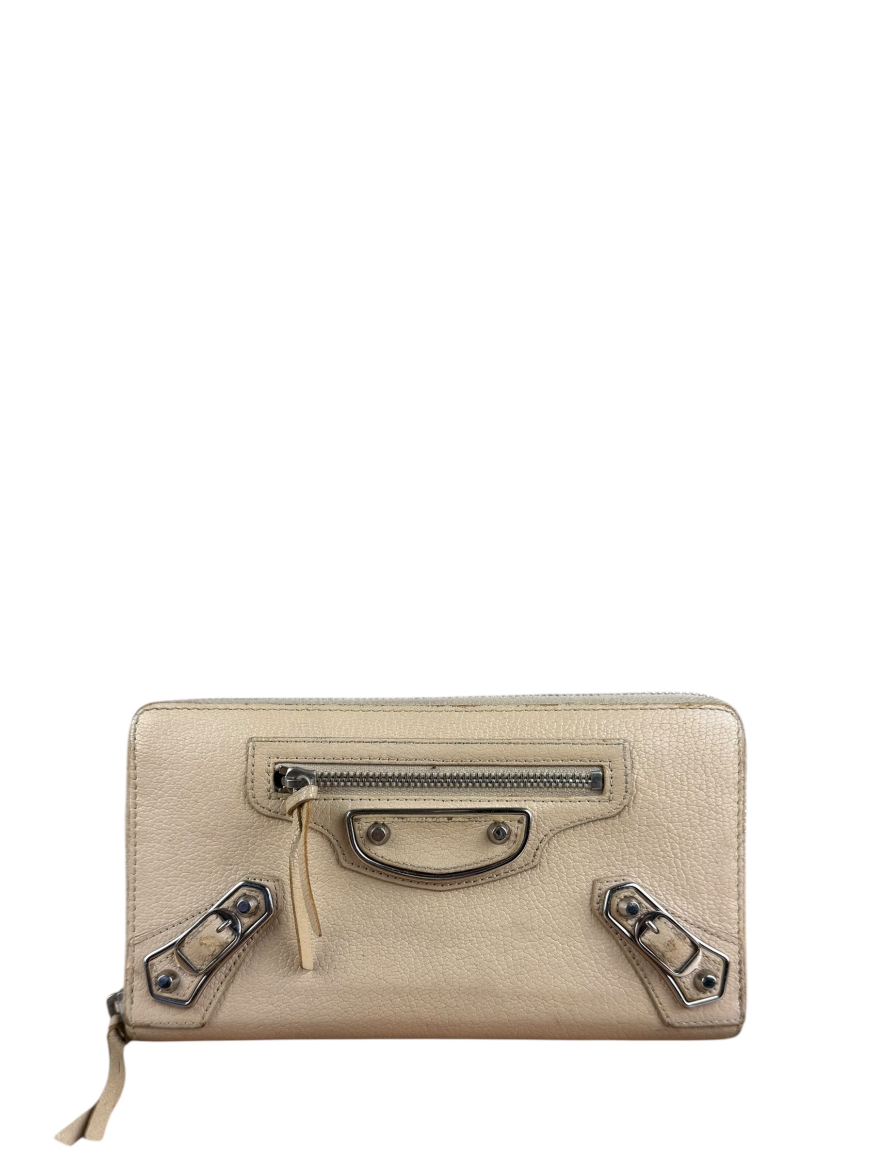 Balenciaga Beige Moto Zippy Wallet