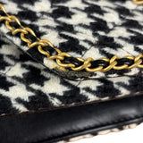 Chanel Houndstooth Tweed Heart Chain Flap Bag 2024