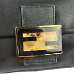 Fendi Shiny Black Suede Small Baguette