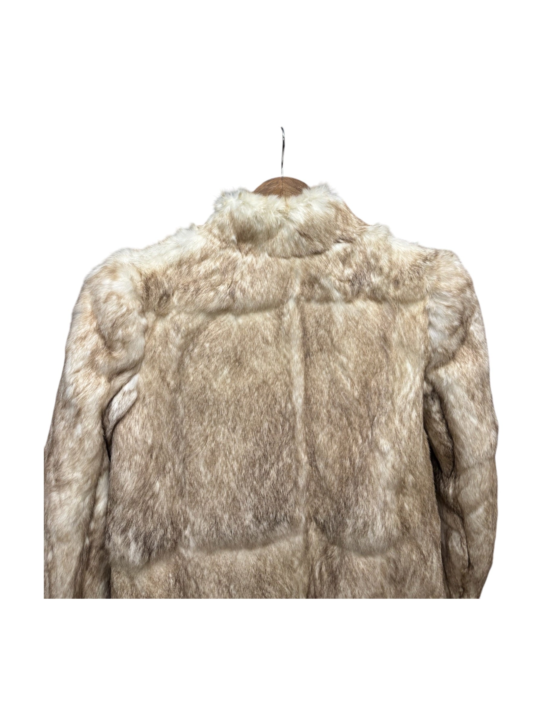 Imagnin Vintage Beige/Cream Rabbit Fur Coat