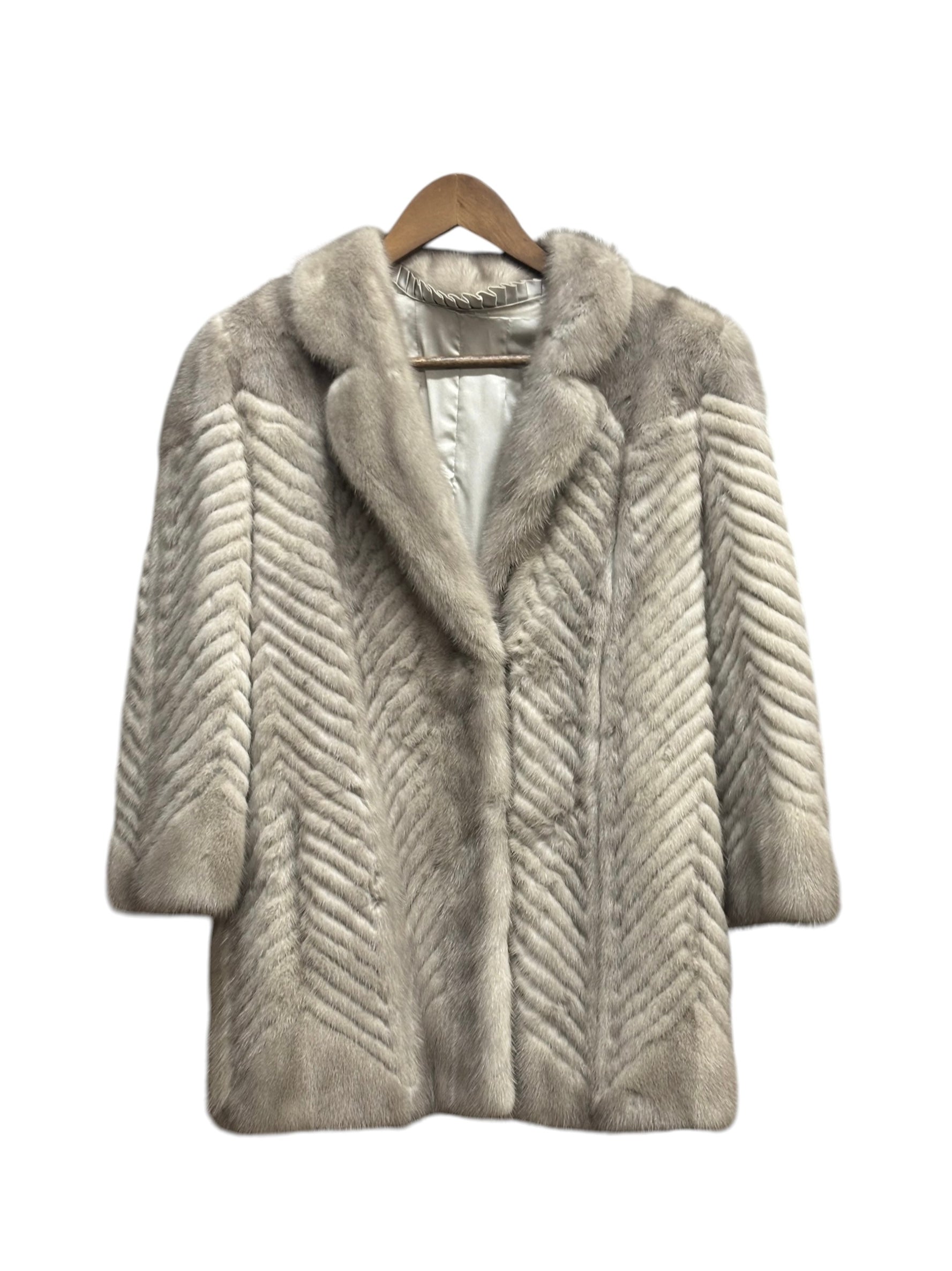 Vintage Grey Mink Chevron Fur Coat