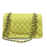 Chanel Yellow Neon Quilted Leather Classic Double Flap Bag 2010
