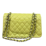 Chanel Yellow Neon Quilted Leather Classic Double Flap Bag 2010