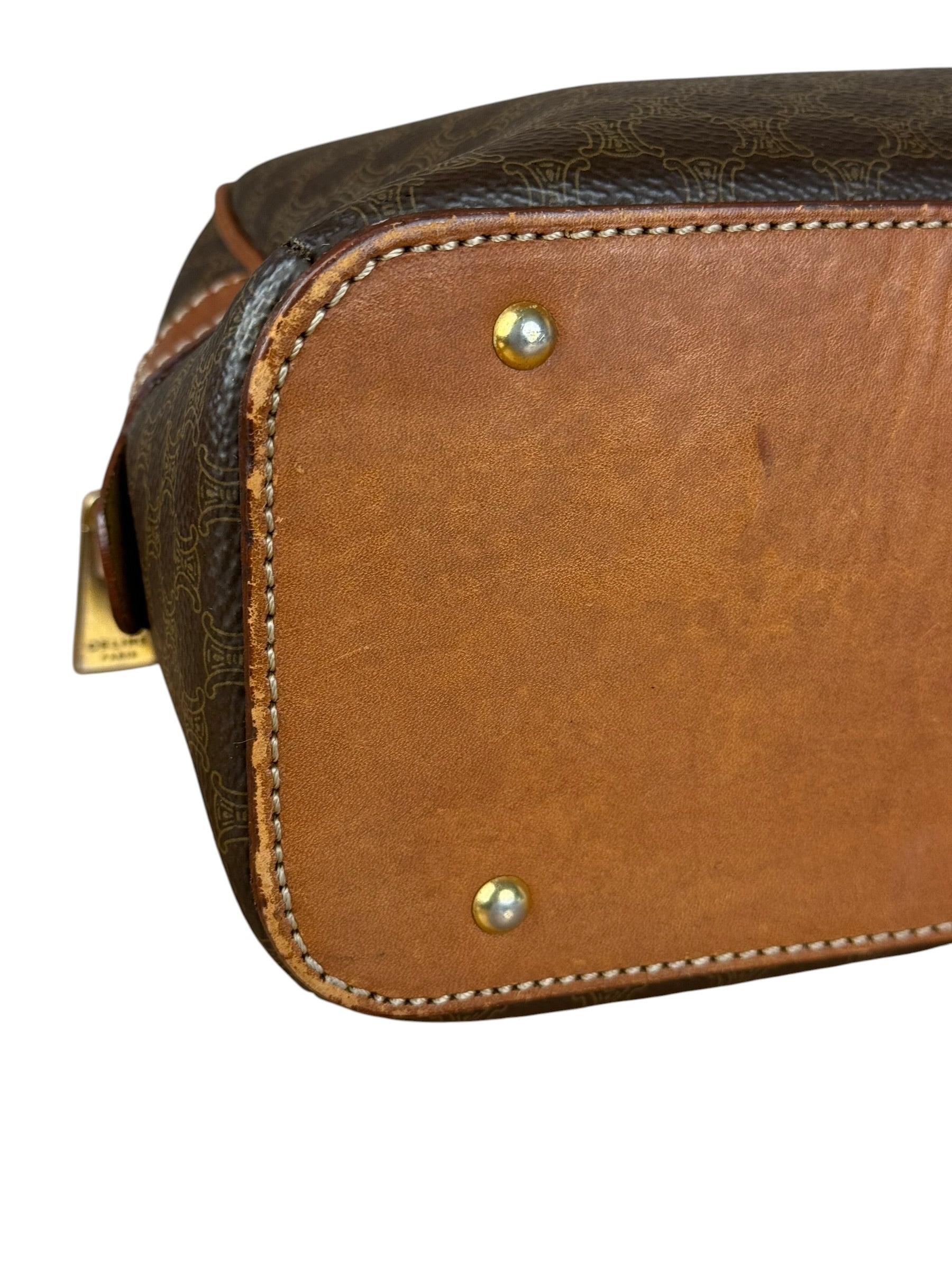 Celine Vintage Leather Macadam Dome Hand Bag