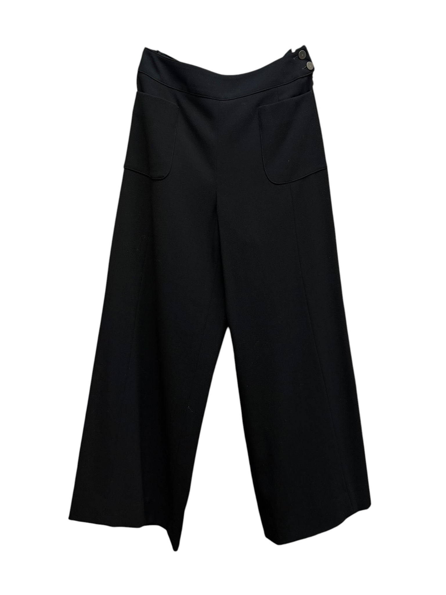 Chanel Vintage Black Wool Wide-Leg Trousers