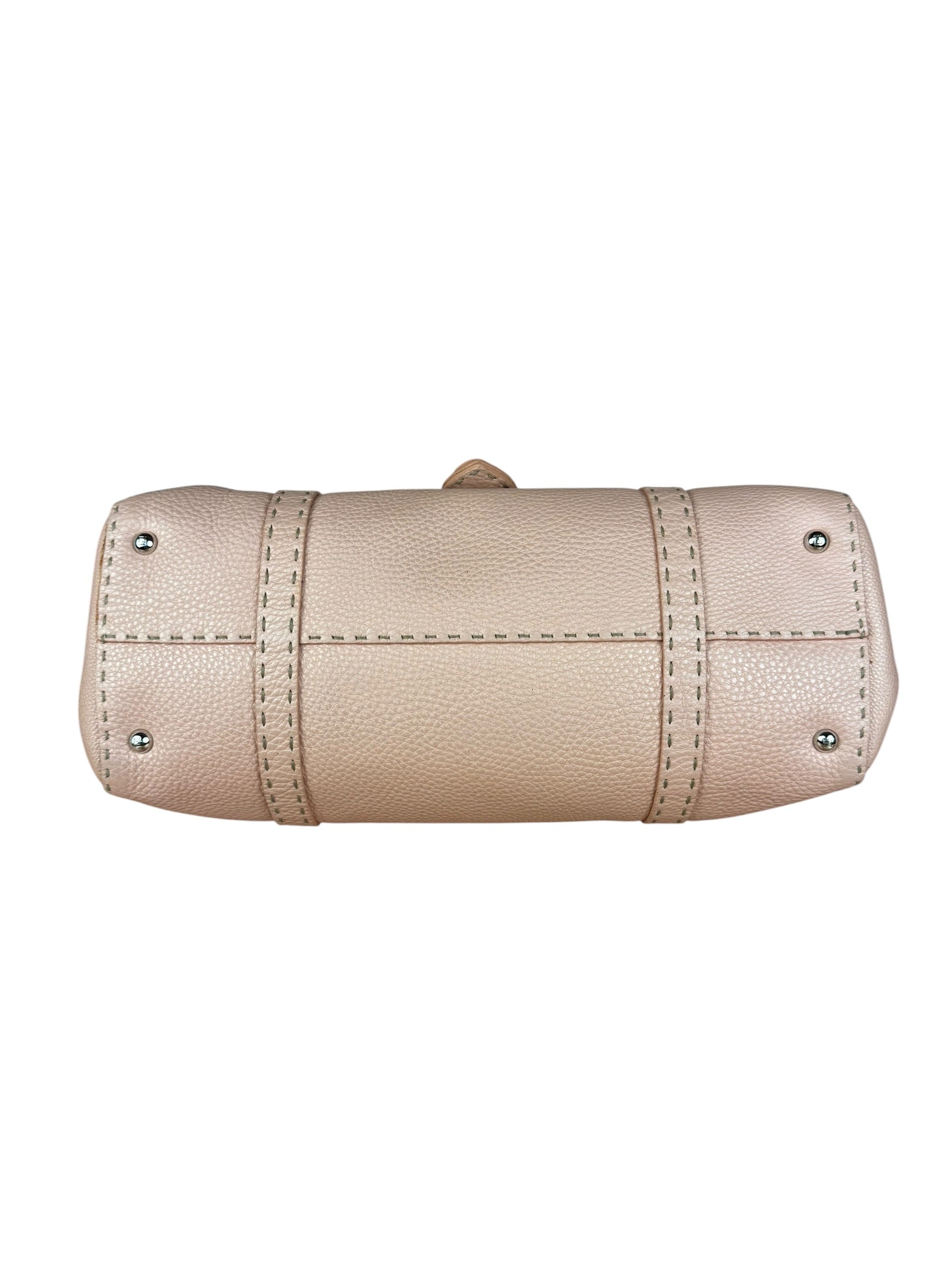 Fendi Light Pink Metallic Vintage Selleria Stitch Lina Handbag