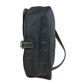 Damaged Prada Vintage Black Tessuto Nylon Leather Trim Saddle Flap Shoulder Bag