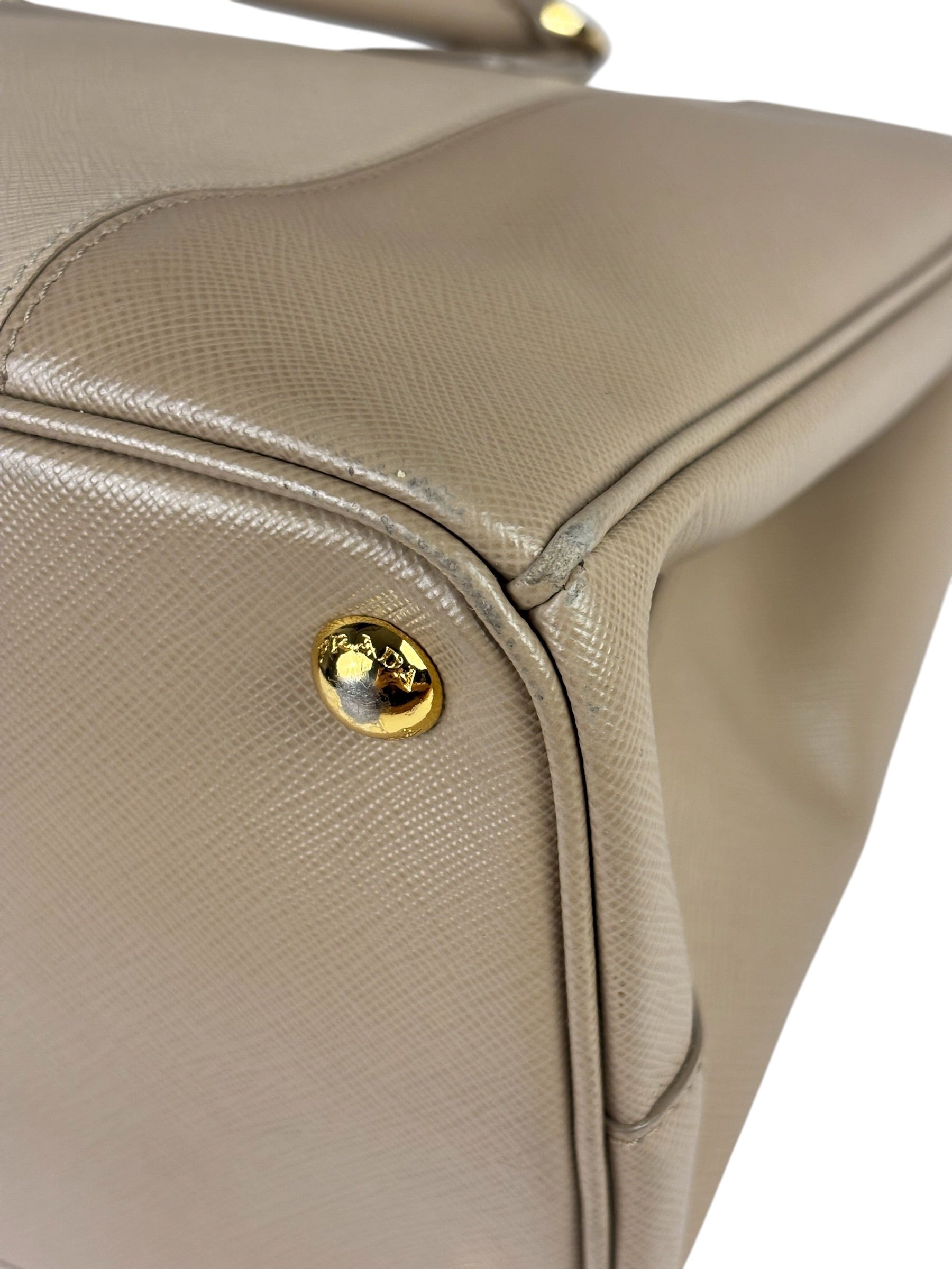 Prada Beige Saffiano Leather Galleria Large Shoulder Bag
