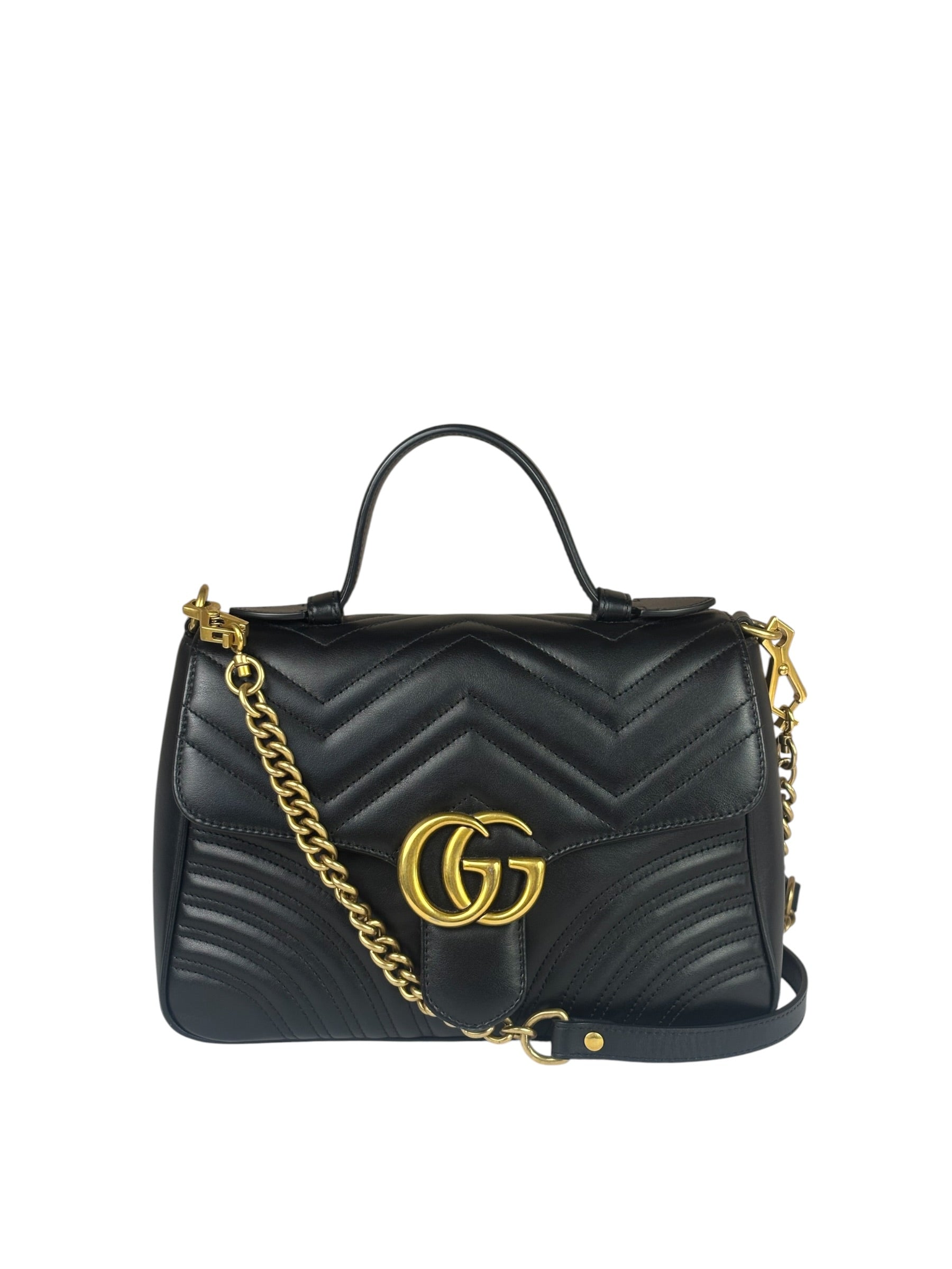 Gucci Black Leather Marmont Medium Shoulder Bag