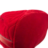Gucci Red Velvet Leather Trim Marmont Matelasse Bucket Bag