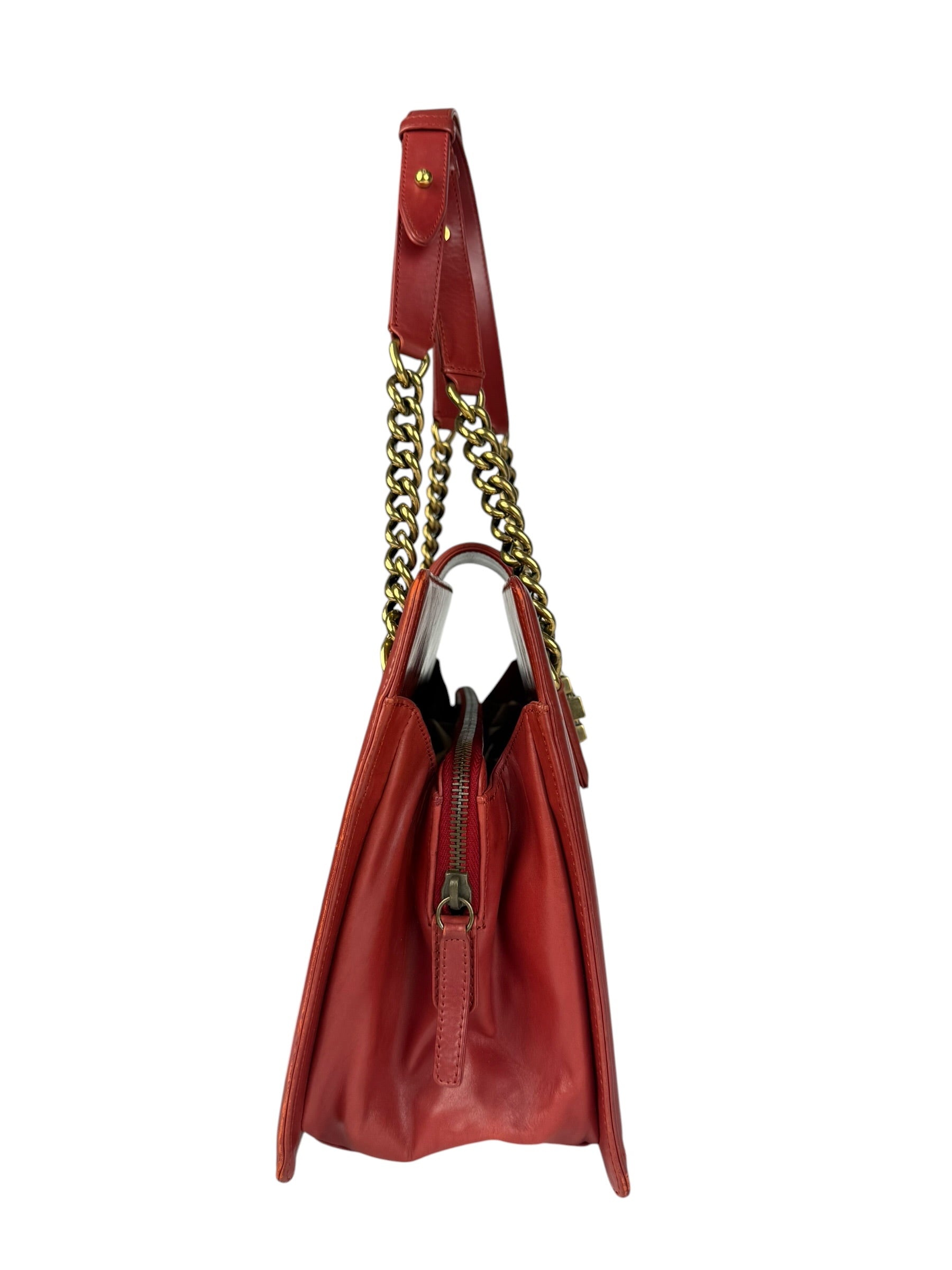 Chanel Red Leather Large Jetsetter Boy 2Way Handbag 2011