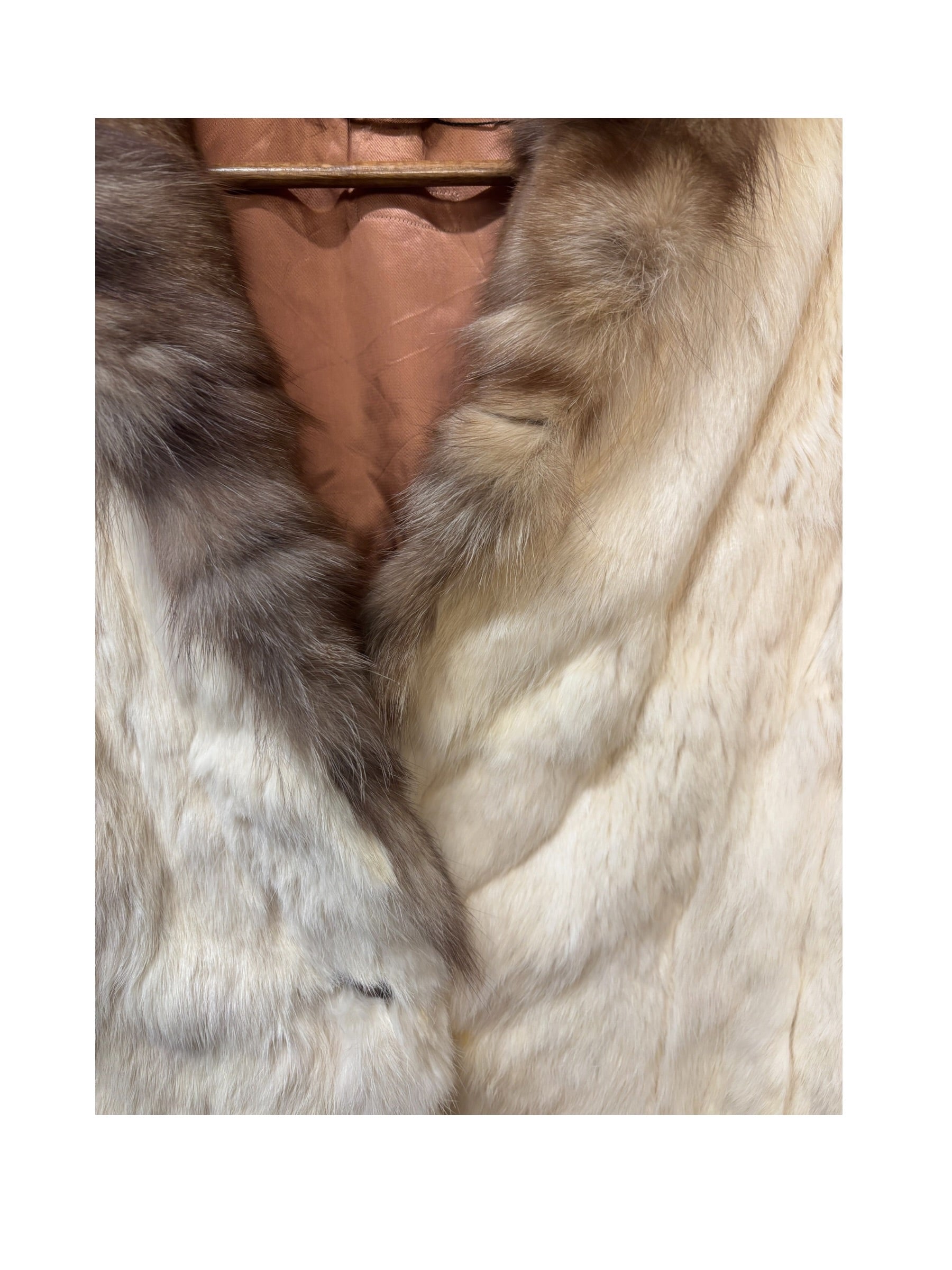 Vintage Cream/Brown Rabbit Fur Coat