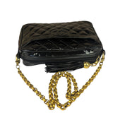 Chanel Black Quilted Patent Leather Camera Bag 1989