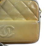 Chanel CC Patent Quilted Yellow Camera Bag 1991