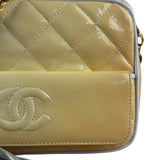 Chanel CC Patent Quilted Yellow Camera Bag 1991
