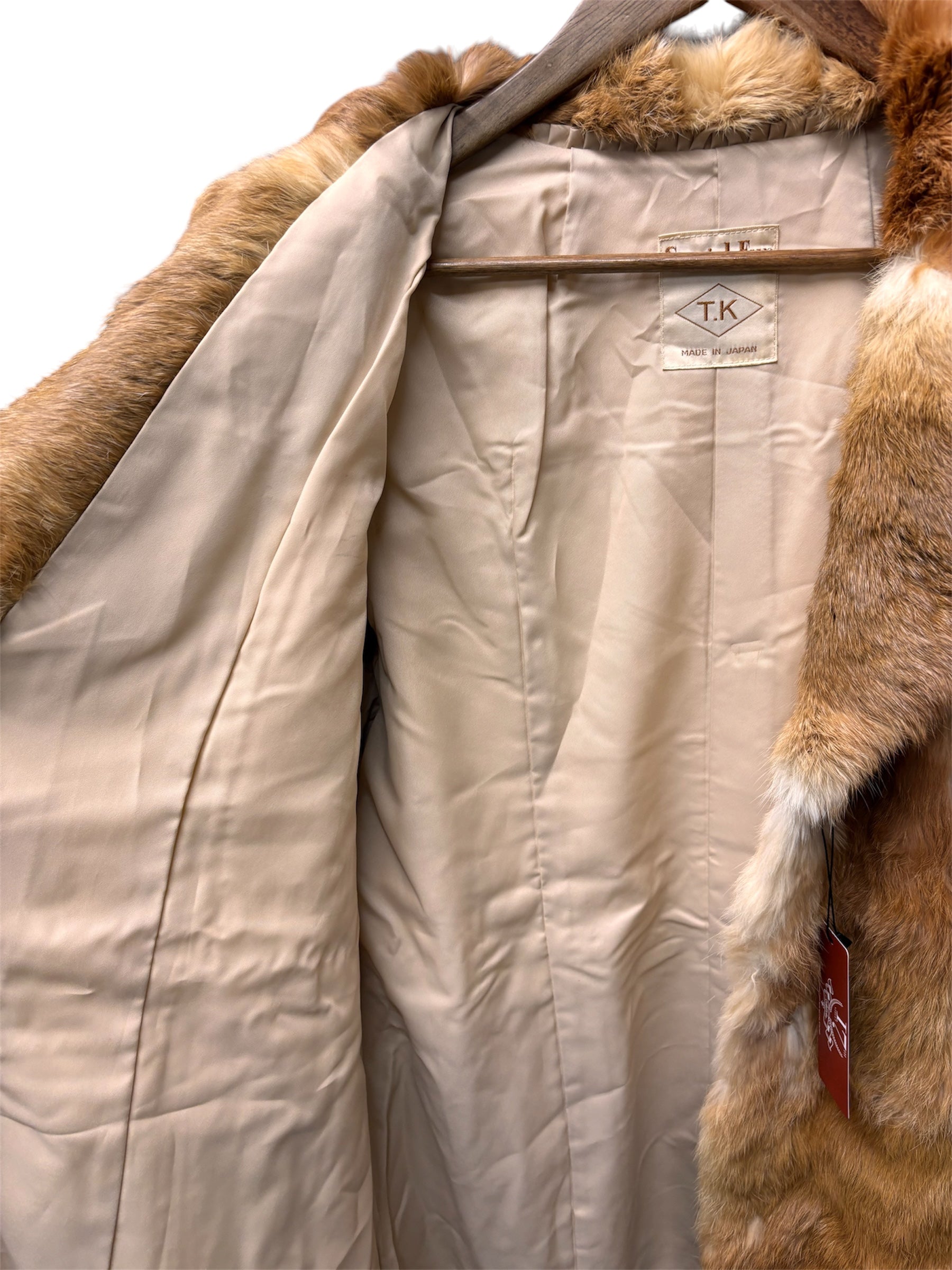T.K Special Fur Brown/Cream Rabbit Fur Long Coat