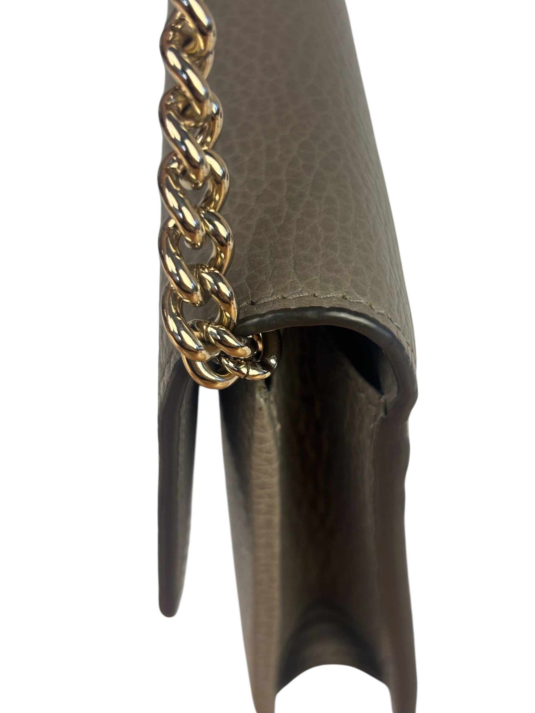 Gucci Grey Leather Wallet On Chain