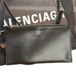 Balenciaga Black Leather Trim Mesh Duty Free Tote Bag
