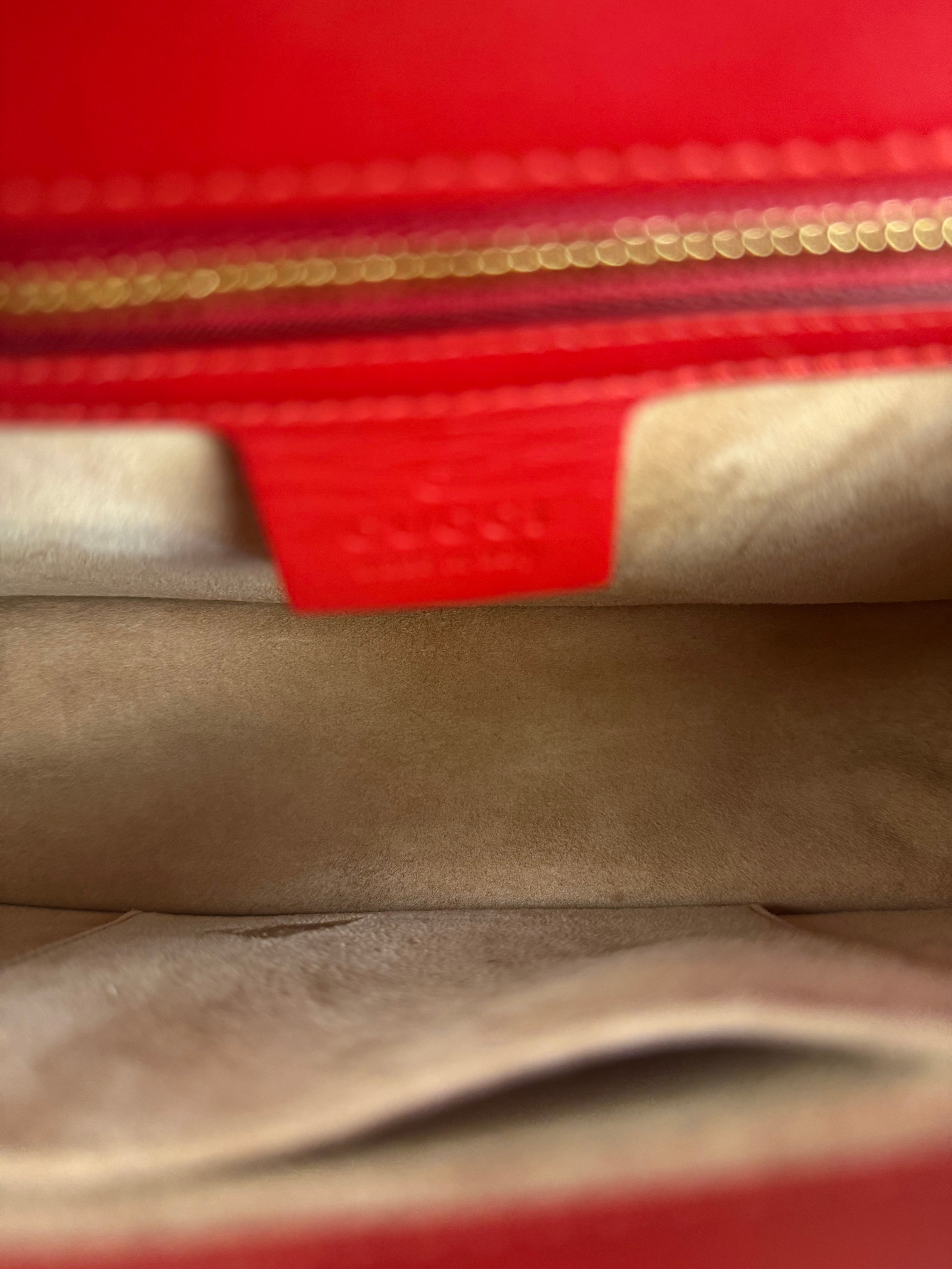Gucci Red Leather Sylvie Buckle Shoulder Bag