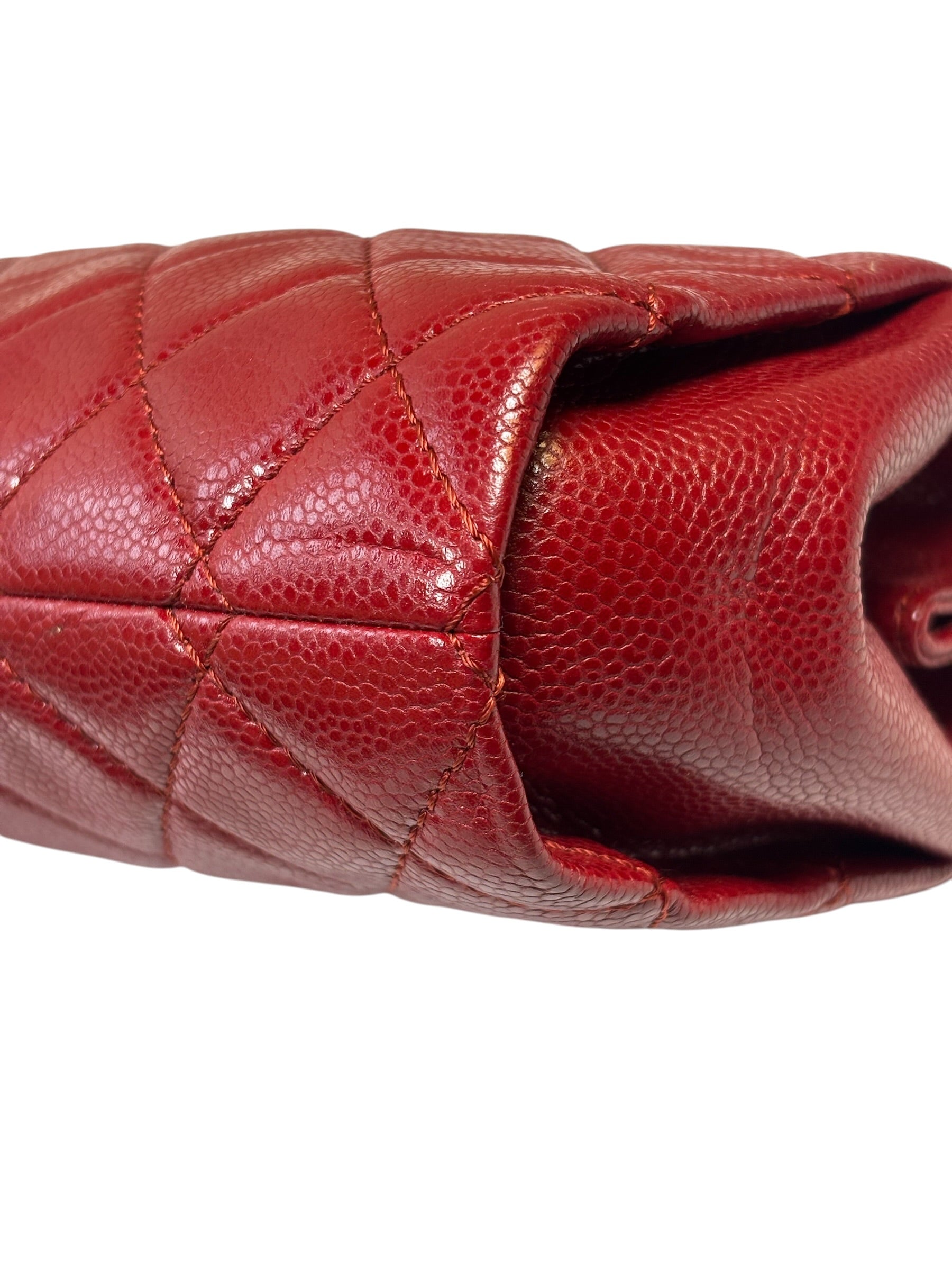 Chanel Red Caviar Quilted Frame Clutch 2012