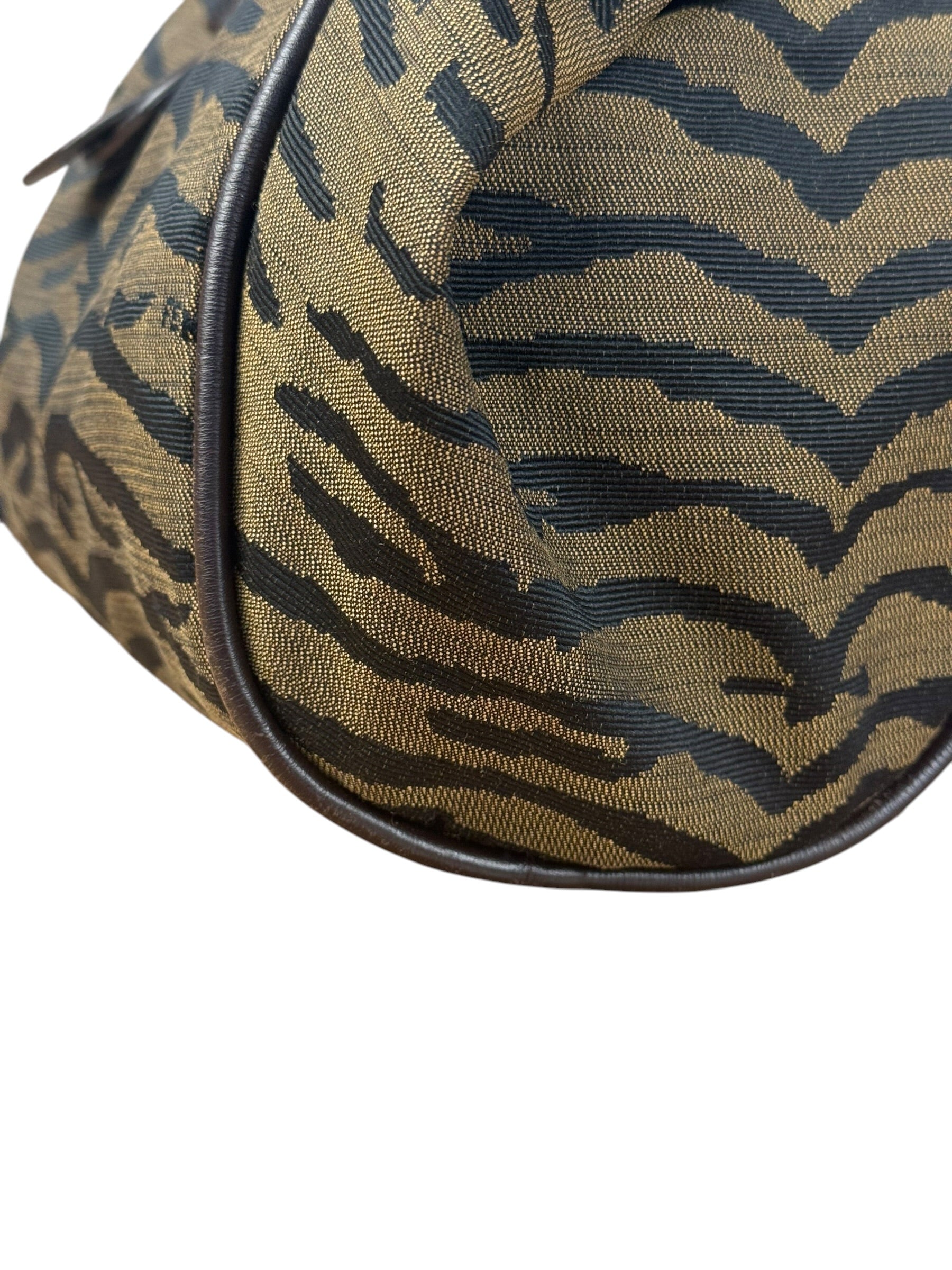 Fendi Vintage Tiger Print Canvas Bowler Bag