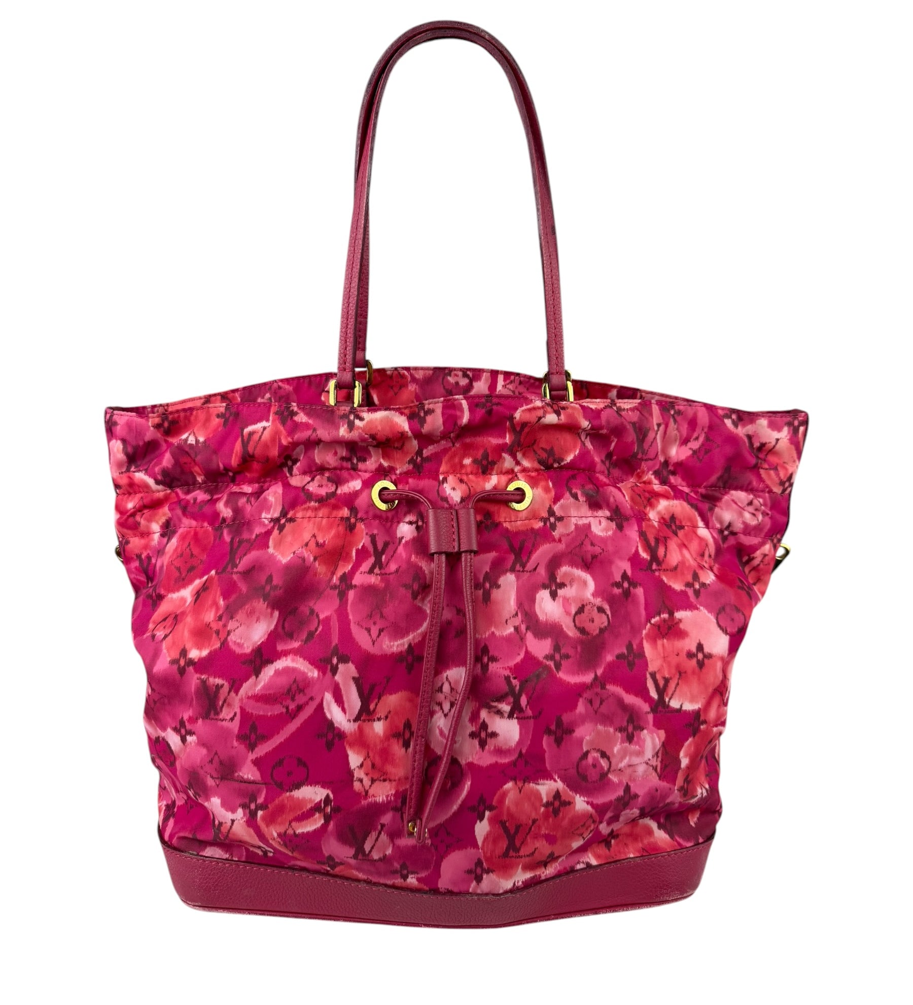 Louis Vuitton Pink Leather Trim Floral Ikat Noefull PM