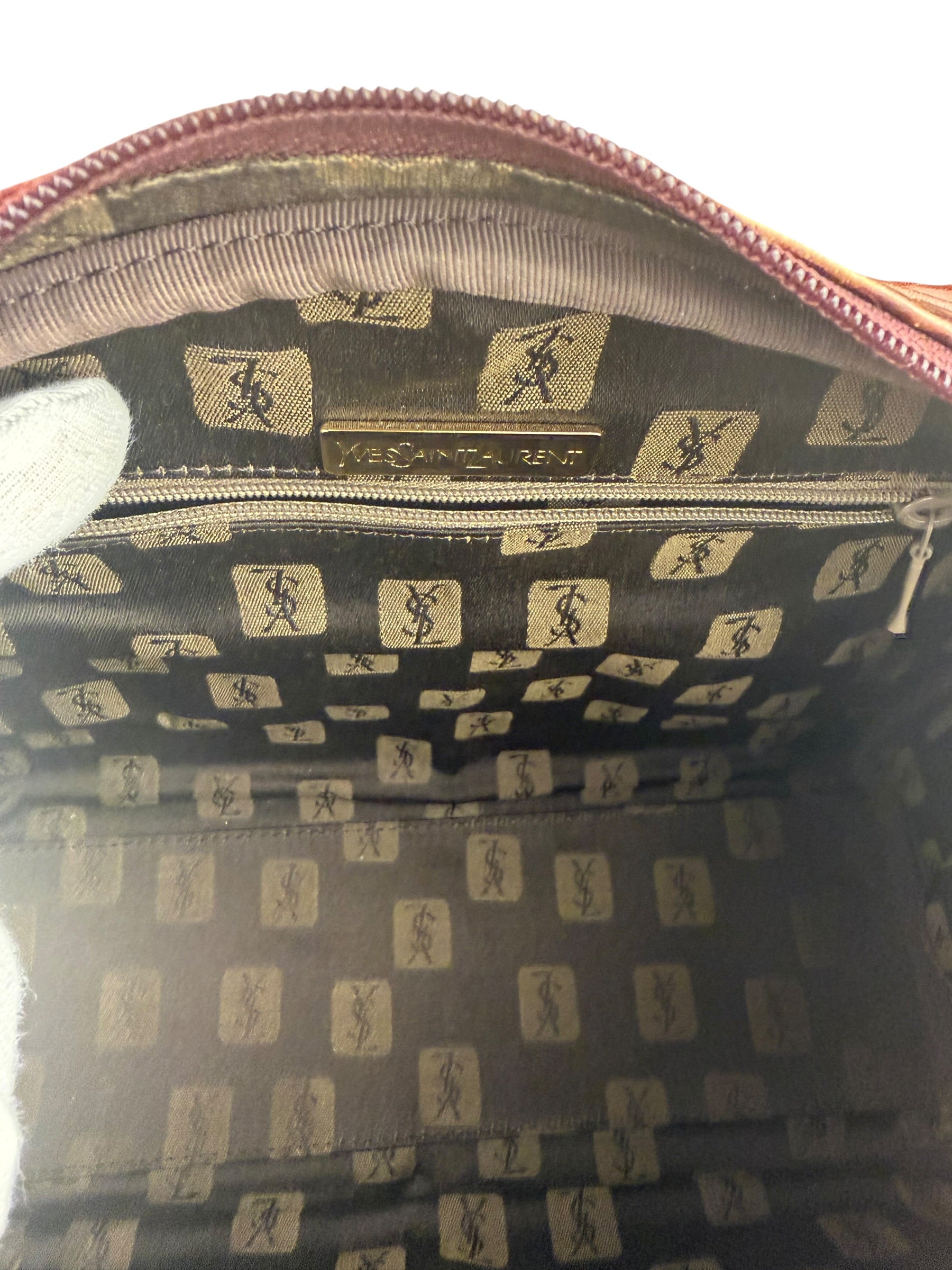Yves Saint Laurent Vintage Croc-Embossed Leather Handbag