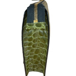 Versace Green Croc-Embossed Medusa Leather Clutch