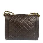 Chanel Vintage Brown V-Flap Border Shoulder Bag
