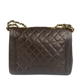 Chanel Vintage Brown V-Flap Border Shoulder Bag
