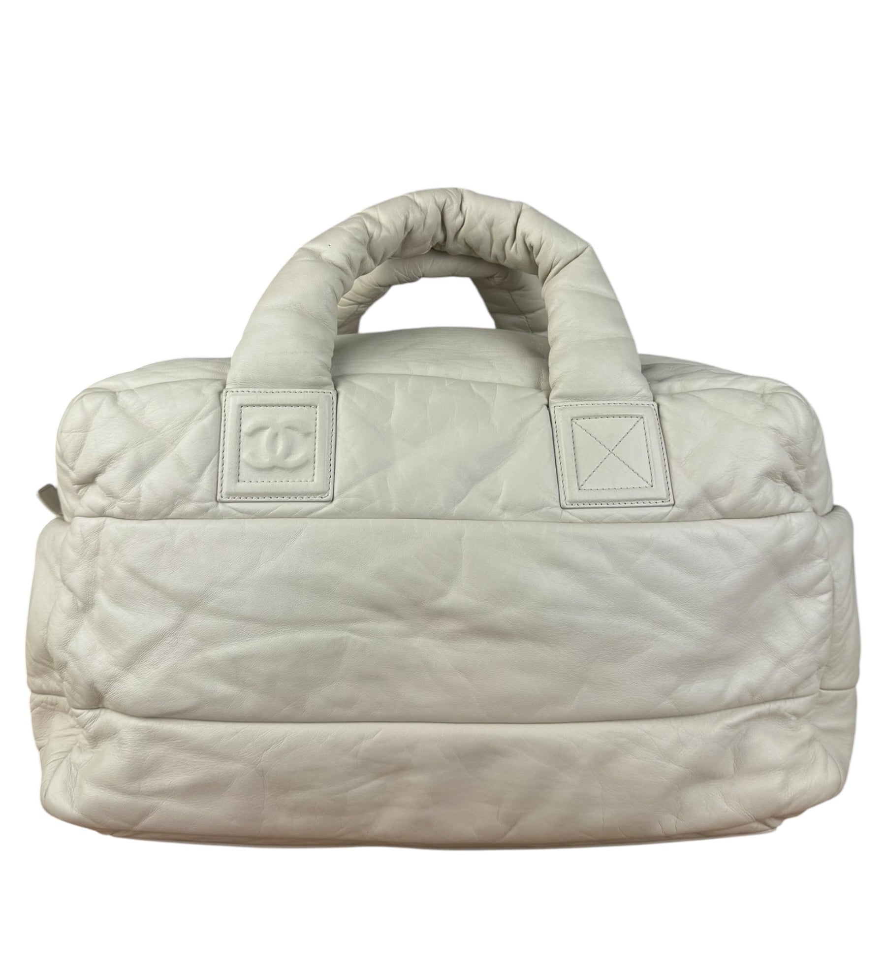 Chanel Coco Cocoon Ivory Puff Leather Boston Handbag 2009