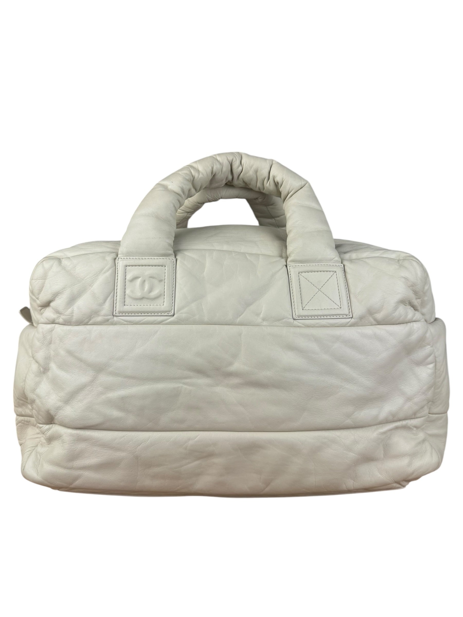 Chanel Coco Cocoon Ivory Puff Leather Boston Handbag 2009