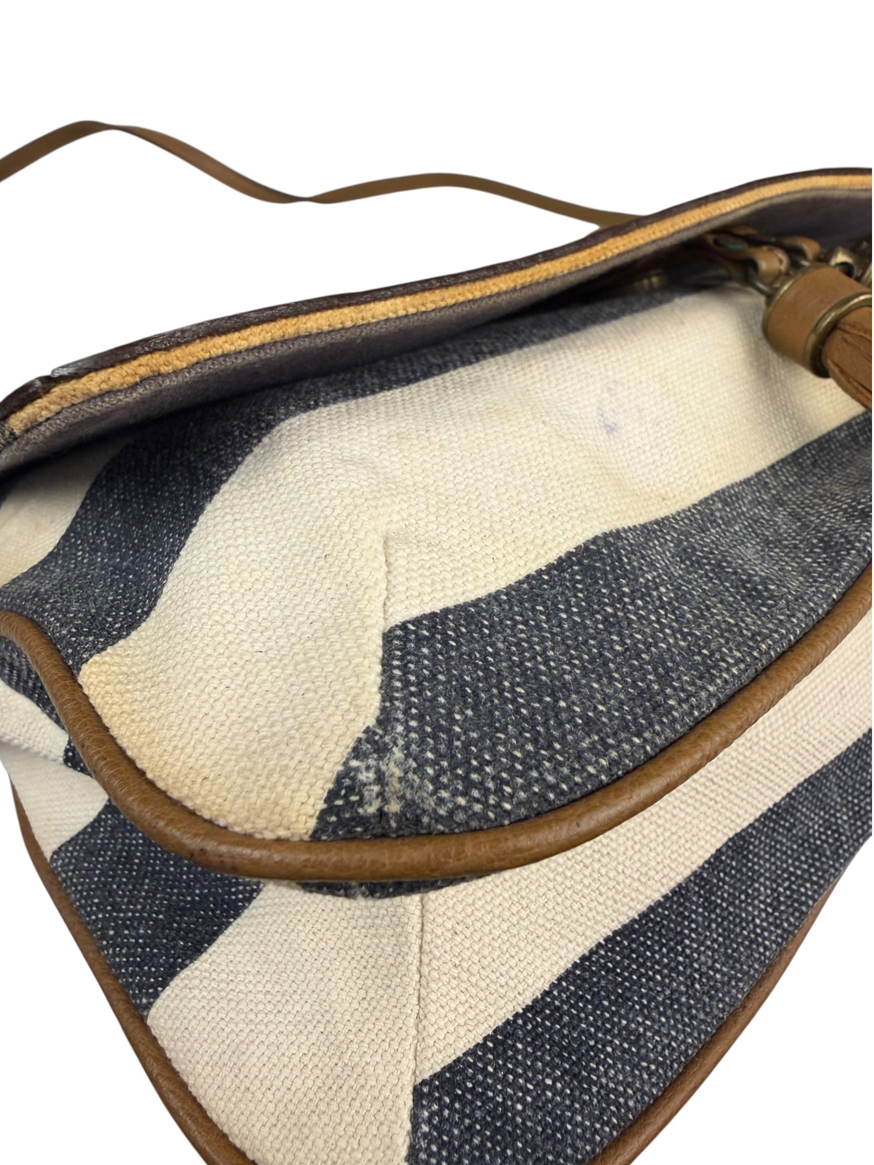 Burberrry Multicolor Leather Trim Striped Crossbody Bag