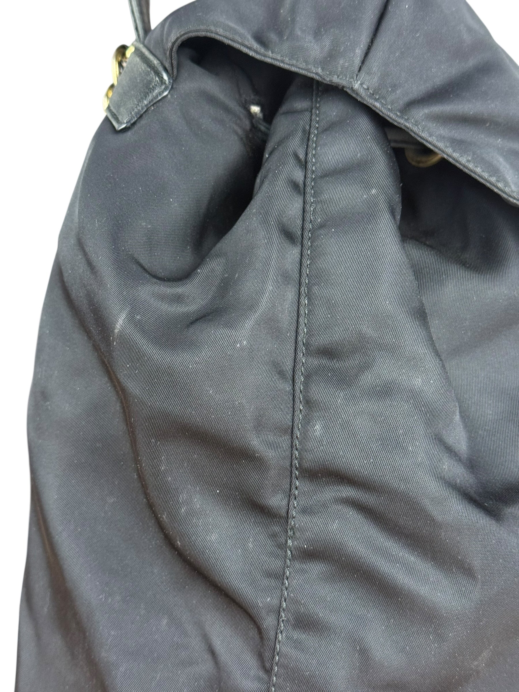 Prada Vintage Black Nylon Drawstring Backpack