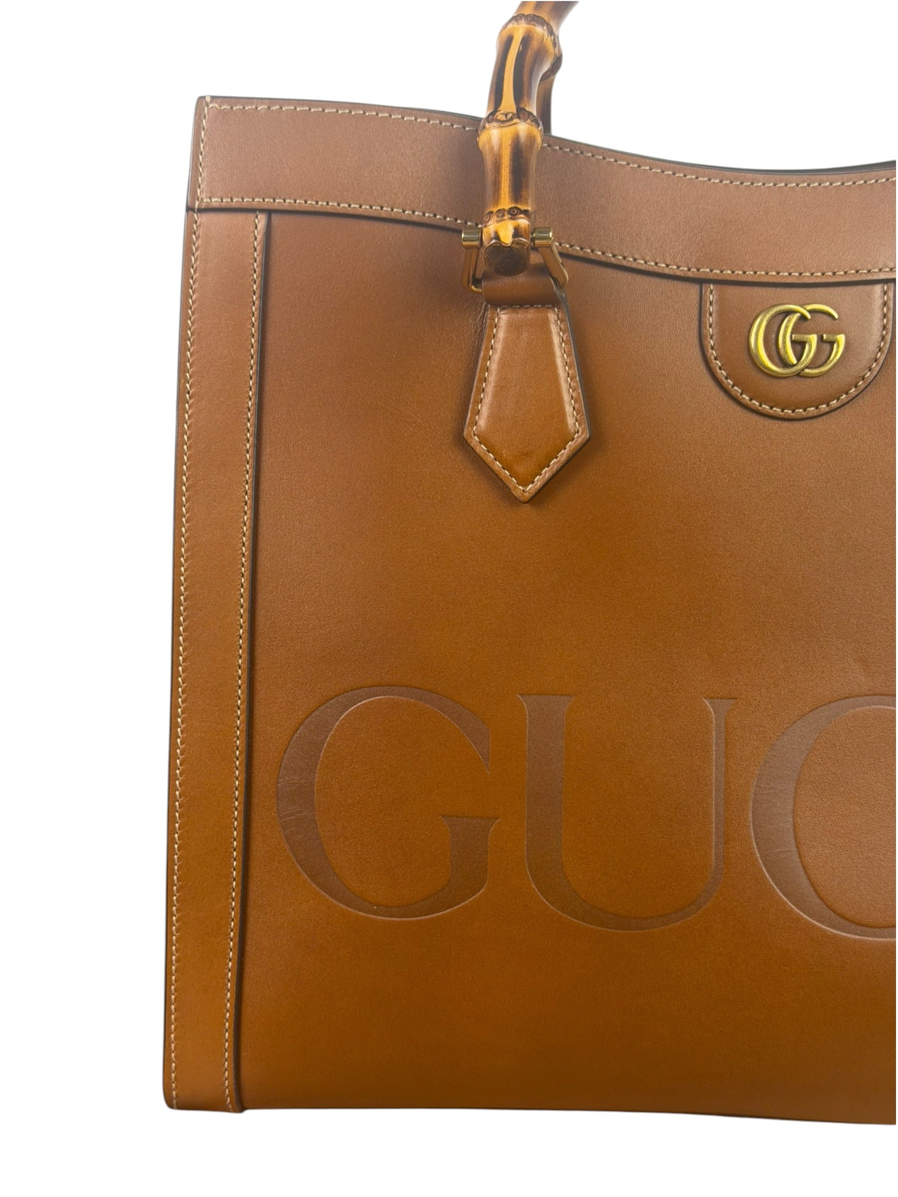 Gucci Peanut Brown Leather Diana Medium Tote